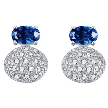 hot sale Sapphire CZ 925 silver earring women